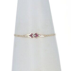Yellow Gold Diamond & Ruby Bar Bracelet 7" - 14k Asscher .95ctw